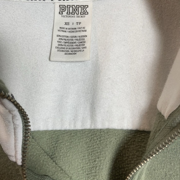 Victoria’s Secret Pink Sweatshirt Quarter Zip Pullover Hibiscus Graphic Logo XS - Picture 5 of 8